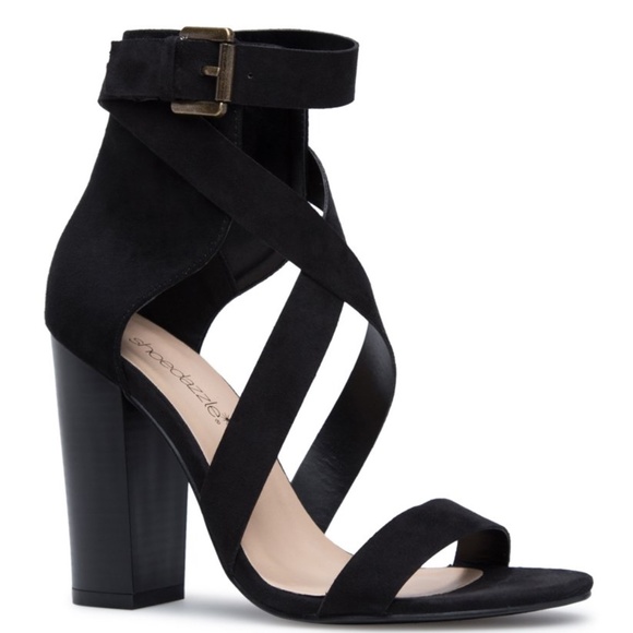 Kareana Strappy Black Block Heel Sandals - Picture 2 of 4